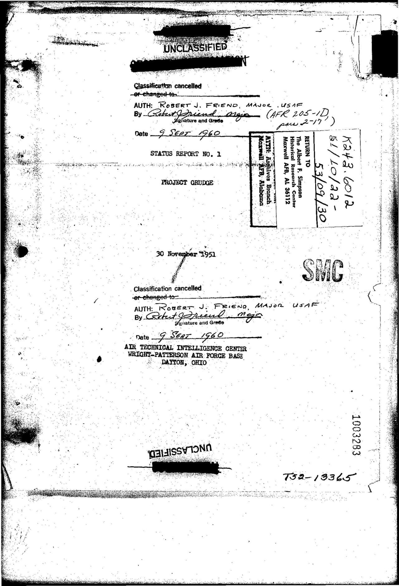 Project Blue Book — Complete Status Reports