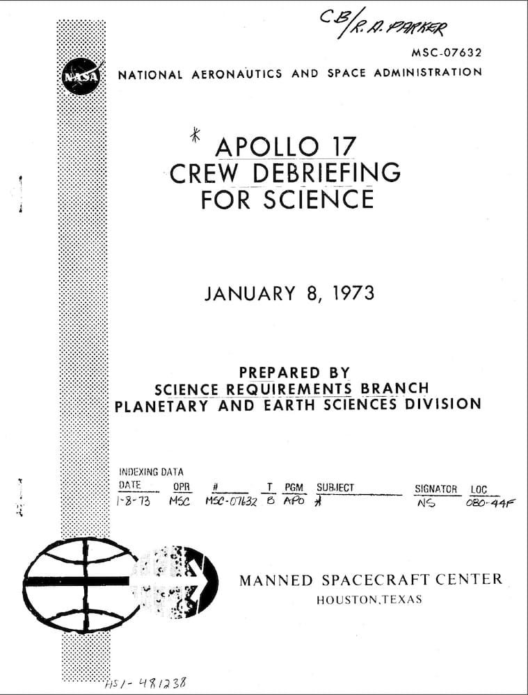 NASA-UAP-D5, Apollo 17 Crew Debriefing for Science, 1973