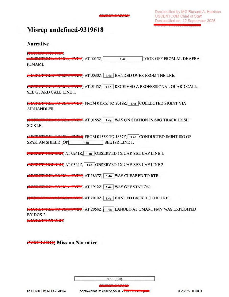 DOW-UAP-PR27, Unresolved UAP Report, United Arab Emirates, October 2023